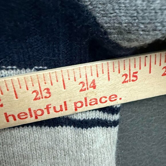 Eddie Bauer Mens 1/4 Zip Sweater SZ TXL Mock Neck Striped Winter Outdoor Gray - Picture 4 of 6